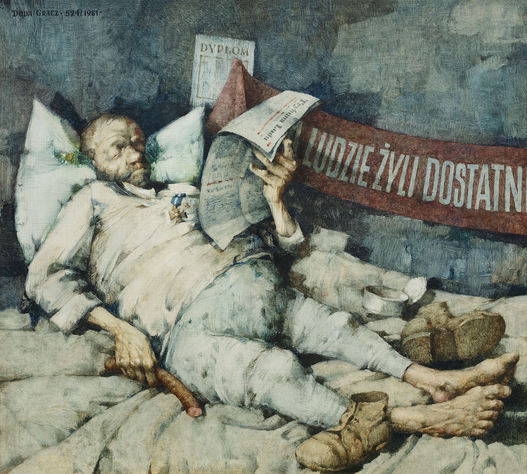 Jerzy Duda-Gracz - reprodukcja obrazu "Motyw polski z kiełbasą"